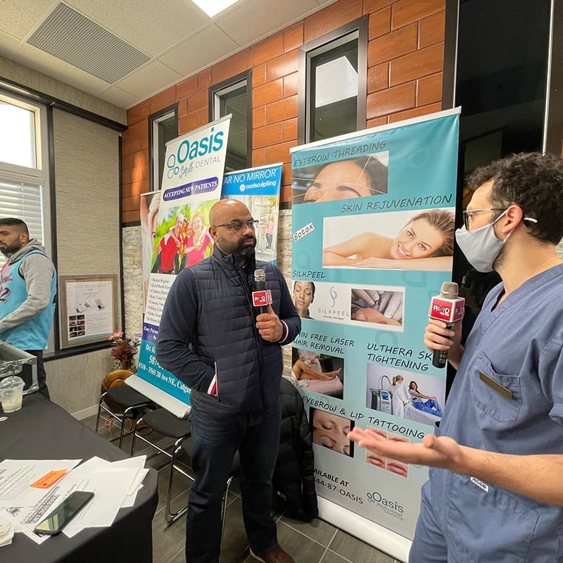 Oasis Smile Dental donating to the Calgary Food Bank